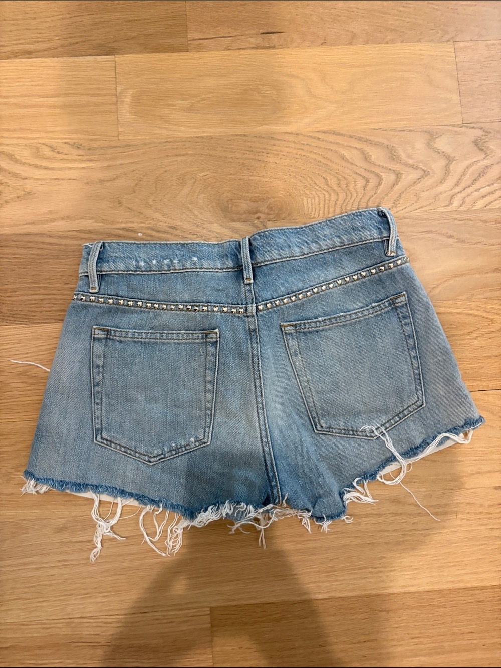 Frame Denim Blue Distressed Studded Cutoff Shorts - Picture 4 of 4